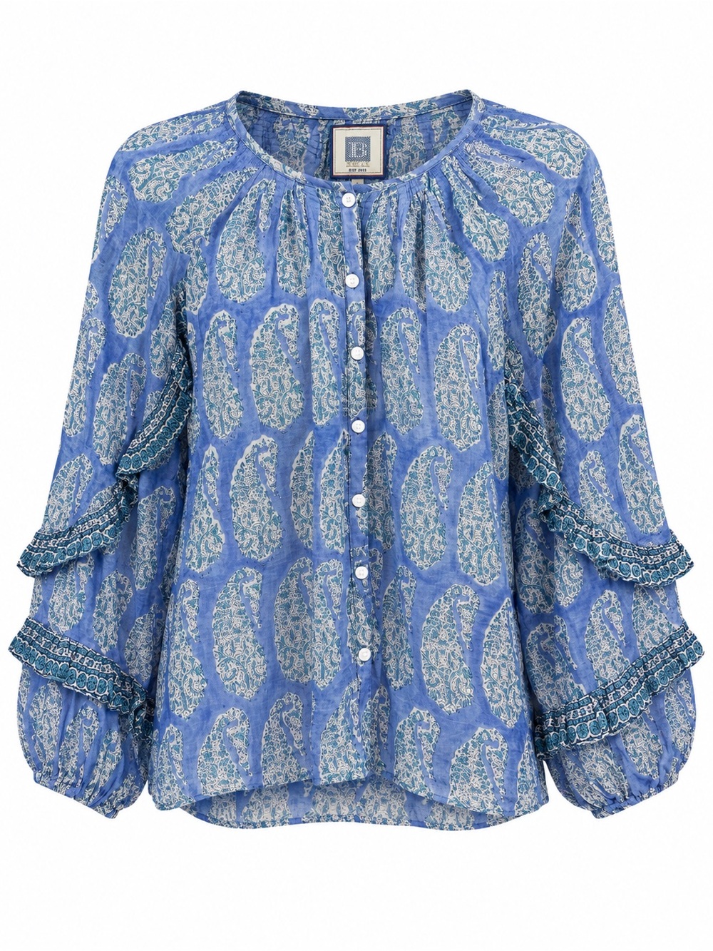 Bell by Alicia Bell Cotton Silk Paisley Blouse Top Small